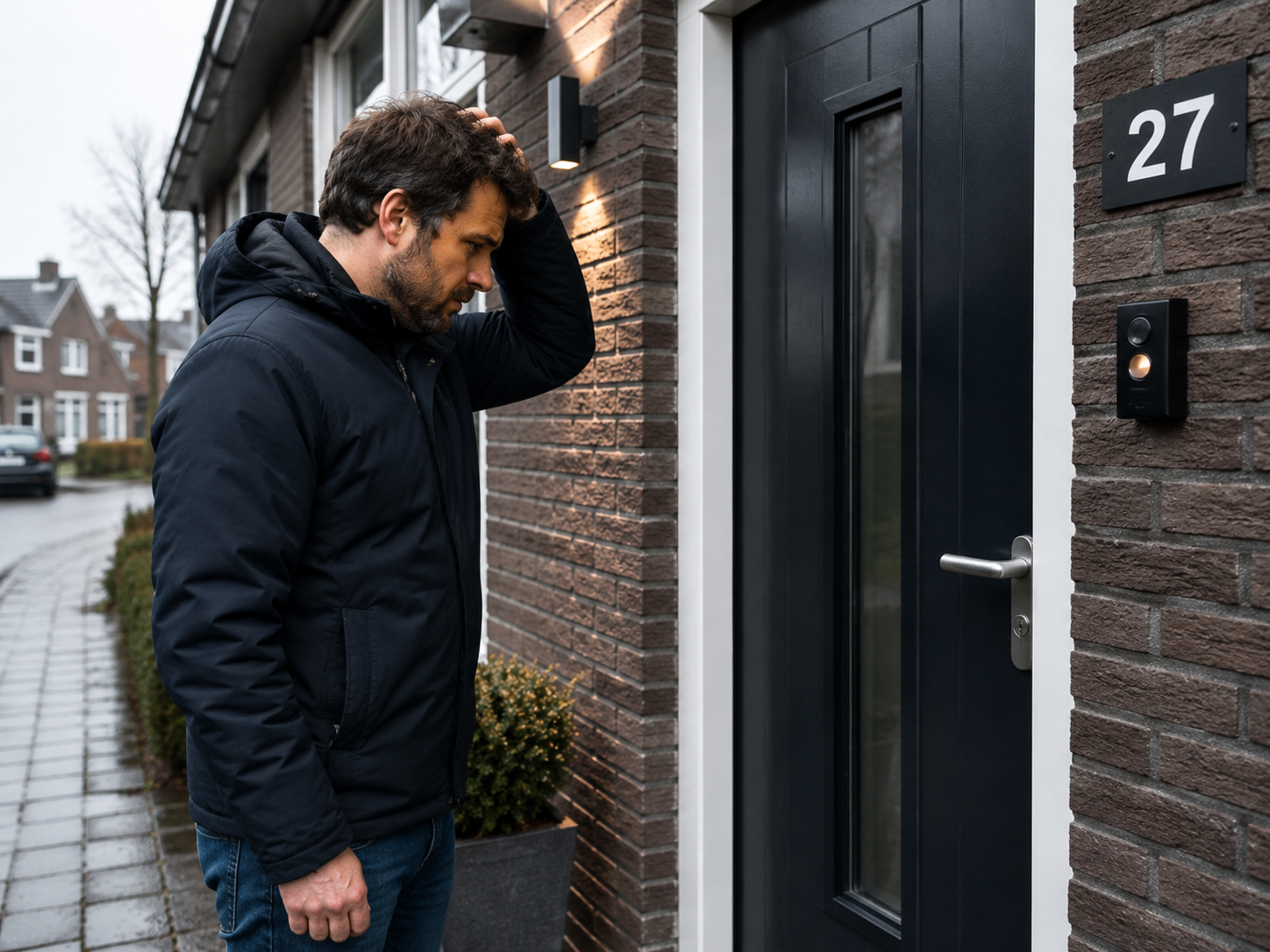 Slotenmaker opent een voordeur van een Nederlandse woning